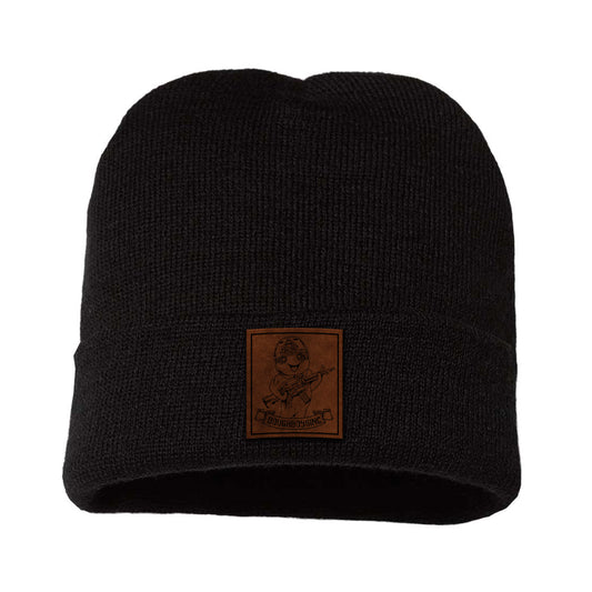 DoughBoys Leather Patch Cuff Beanie